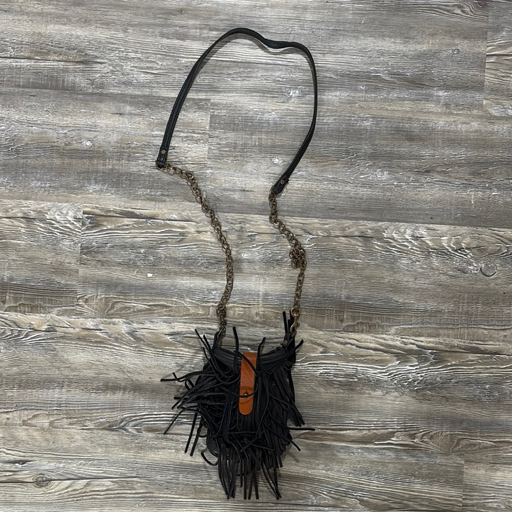 Fringe Black and Brown Women's Bag
